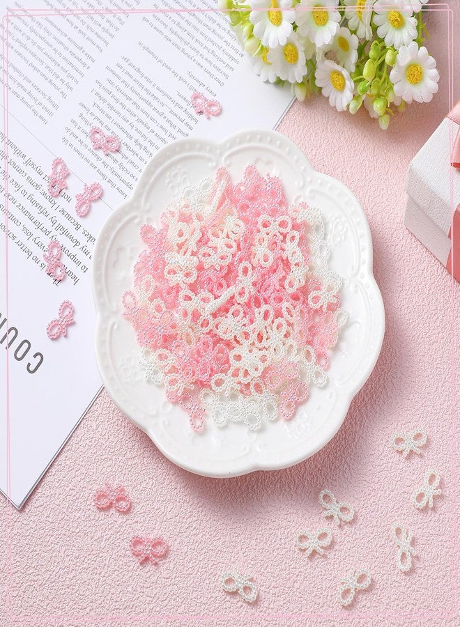 Knitgrip 200pcs Mini Pearl Bows White and Pink Tiny Bows for Wedding DIY Craft Project Cute Bowknot Nail Decoration Gift Wrapping - Image 3